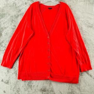 Talbots Cardigan Sweater Womens 2X‎ Red Knit Button Front Long Sleeve Grandpa